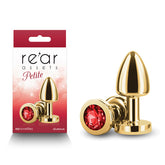 Rear Assets Petite 6 cm Gold Metal Butt Plug with Red Gem Base > Anal Range > Jewel Butt Plugs